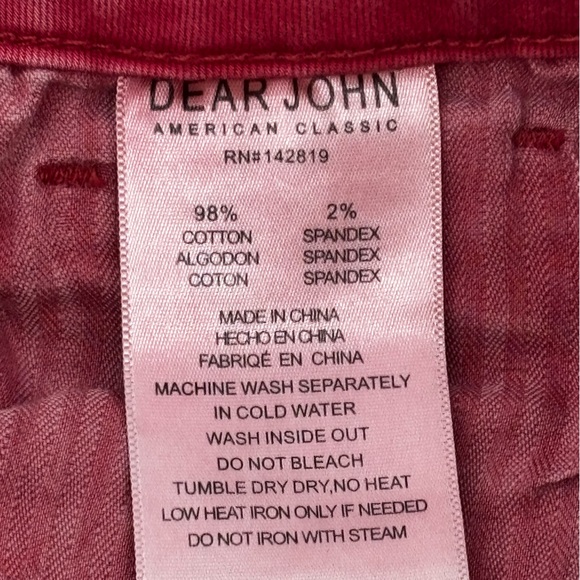 Dear John Womens Red Straight Leg‎ Frayed Ankle Jeans Size 26 - Picture 8 of 11